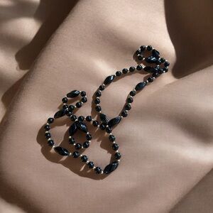 Elegant Black Beaded Necklace Set